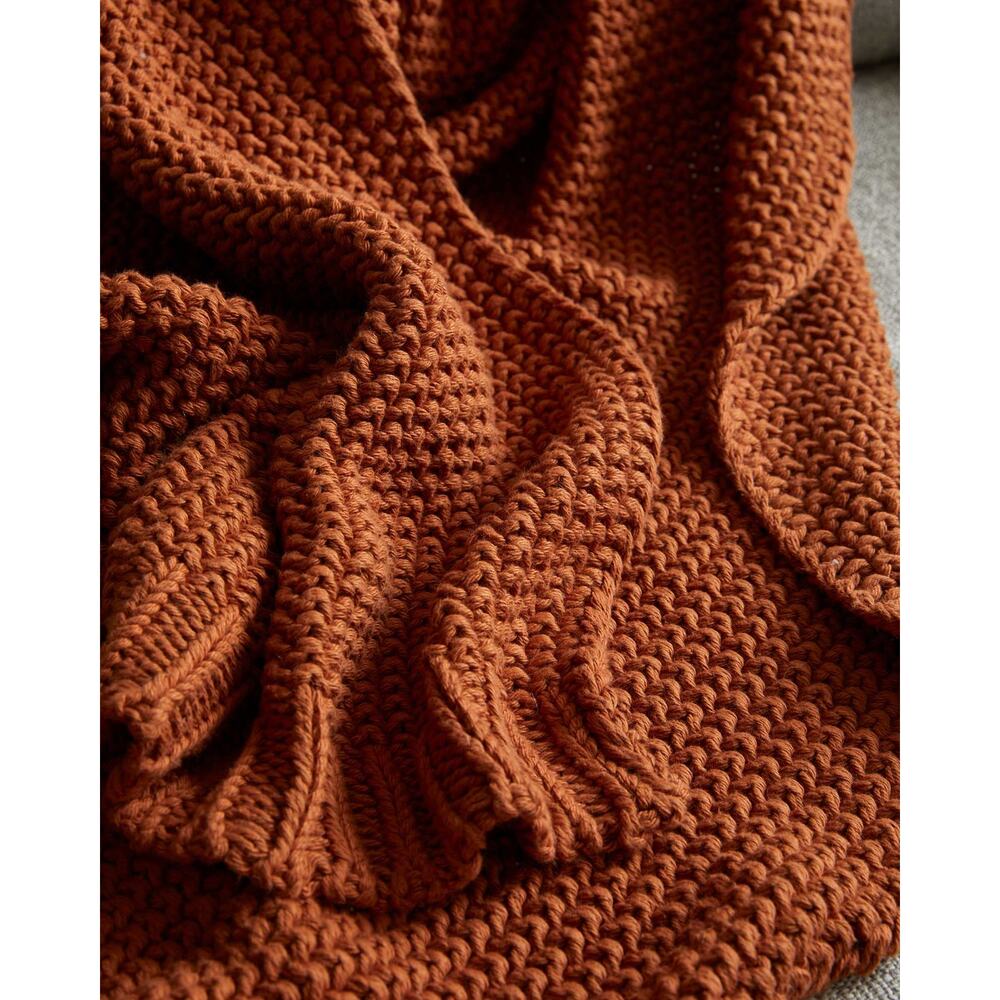 NWT Quince Cotton Fisherman Throw Terracotta 50 x 60 - Picture 2 of 3